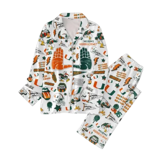Discover Miami Hurricanes Let8217s Go Canes The U 2024 Polyester Pajamas Set
