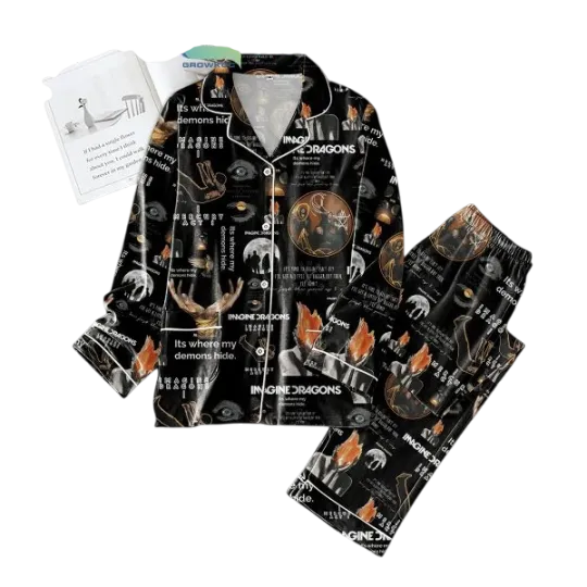 Discover Imagine Dragon It8217s Where My Demon Hide Polyester Pajamas Set Black