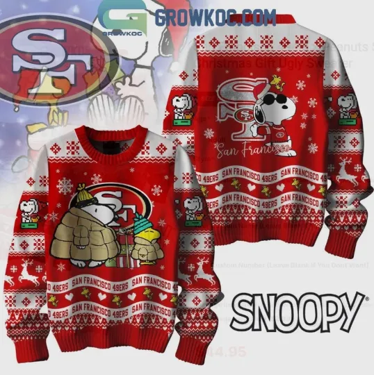 Discover San Francisco 49Er X Peanuts Snoopy Christmas Gift Ugly Sweater