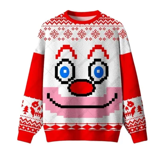 Discover Pixel Clown UGLY CHRISTMAS SWEATER