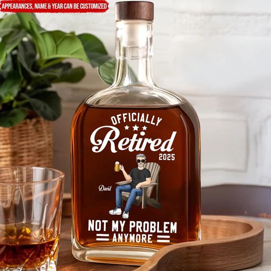 Discover Personalized Whiskey Bottle Gift for Men and Coworkers, Retirement Humor, Custom 2025