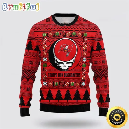 Tampa Bay Buccaneers Fan Made Fleece Sweater  Skull Inspired Ugly Christmas Knit