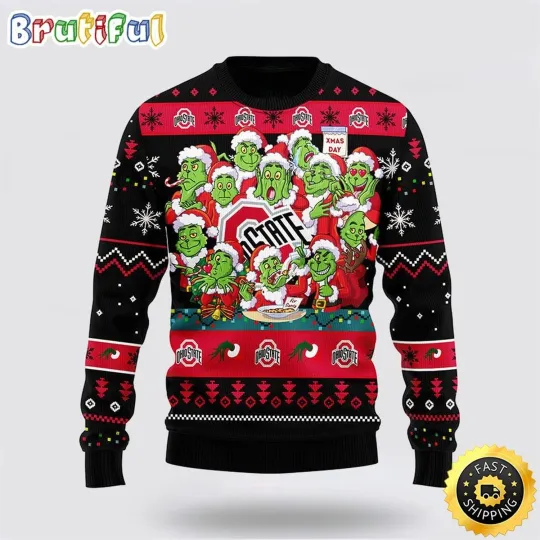 Discover Ohio State Buckeyes Fan Knit Christmas Sweater  12 funny character Xmas Inspired Design