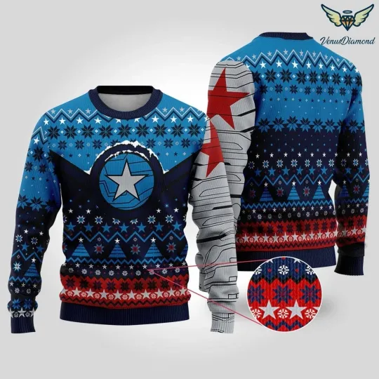 Winter Soldier Ugly Sweatshirt, Winter Soldier BUCKYY Bn Bn Barnes Christmas Sweater