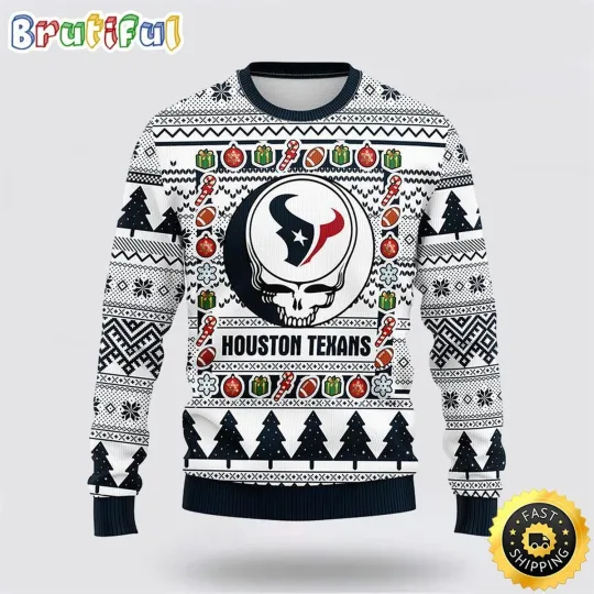 Tie Dye Style Christmas Sweater Houston Inspired Skull Ugly Christmas Fleece