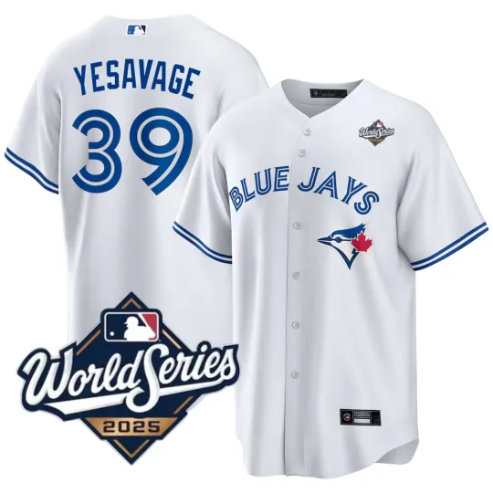 Discover Men's Blue Jays #39 Trey Yesavage White 2025 World Series Home Replica Jersey
