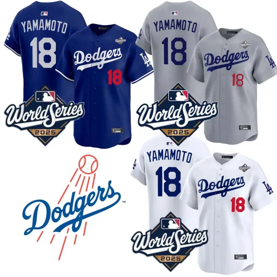 Men's Dodgers #18 Yoshinobu Yamamoto 2025 World Series Jersey
