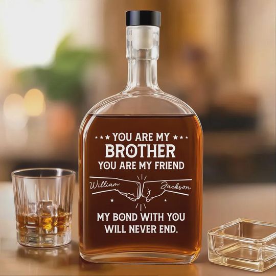 Discover Personalized Whiskey Decanter with Engraved Brother Gift Barware