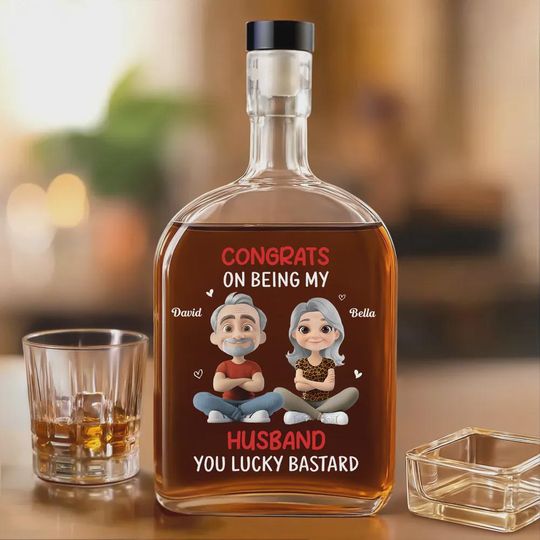 Discover Personalized Husband Whiskey Bottle - Anniversary Gift from Wife