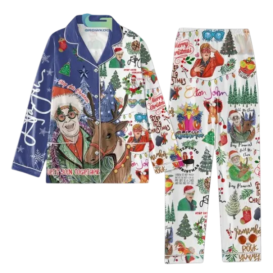 Elton John Rocket Man Merry Christmas Pajamas Set