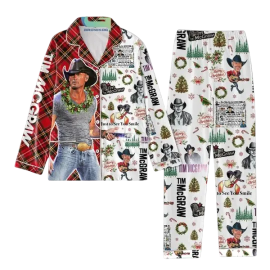 Discover Tim MCGraw Just To See You Smile Merry Christmas Pajamas Set