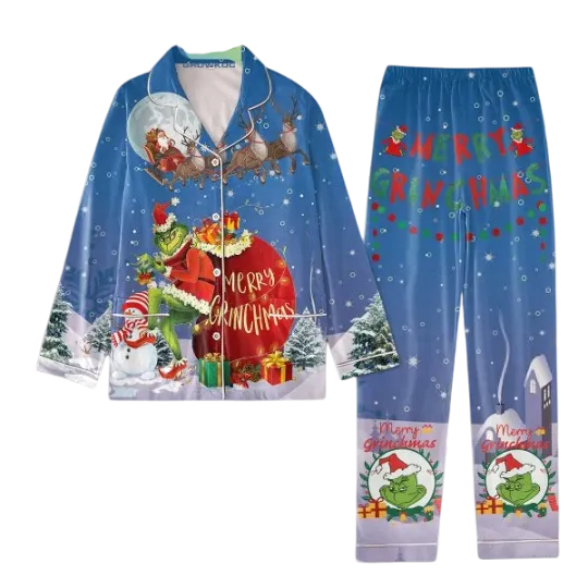 Merry Grin Santa Claus Pajamas Set for Adults