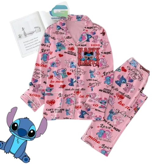 Discover Stitch Happy My Valentine Pajamas Set for Adults