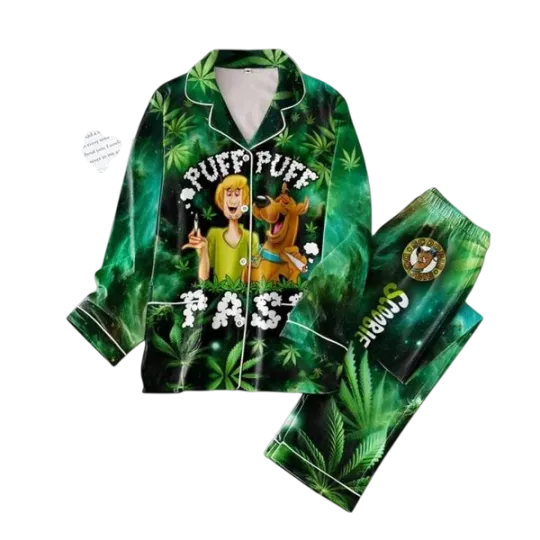 Scooby Doo Puff Puff Pass Cannabis Pajamas Set