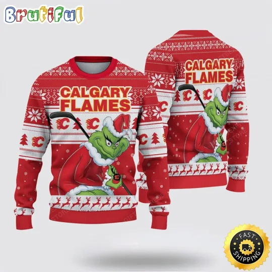 Discover Christmas Ugly Sweater Calgary Flames Inspired Fan Gift