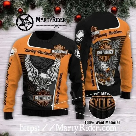 Discover Flying Eagle Haarleyy Davidson Christmas Ugly Sweater