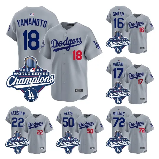 Men's Dodgers Gray 2025 World Series Champions Limited Jersey