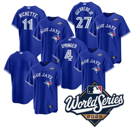 Discover Men's Blue Jays Rush Blue 2025 World Series Home Replica Jersey