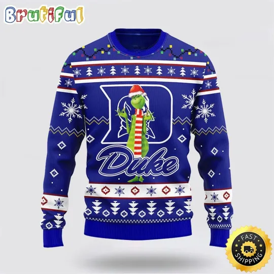 Discover Duke Blue Devils Fan Ugly Sweater Humorous funny character Inspired Christmas Design