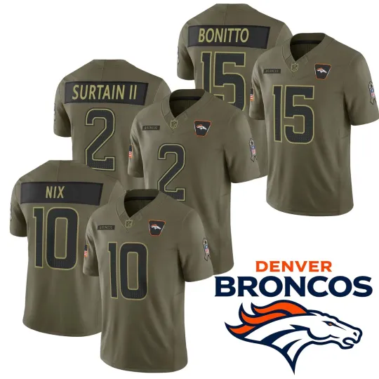 Discover Men's Broncos Olive 2025 Salute to Service All Stitched Jersey S-3XL-NWT
