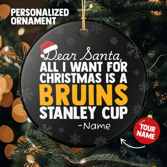 Discover Boston Bruins Christmas Ornament Gift, All I Want For Bruins Personalized Christmas Gift Holiday Decoration Bruins Hockey