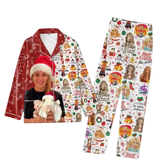 Discover Shakira Merry Christmas Waka Waka Hips Don8217t Lie Polyester Pajamas Set