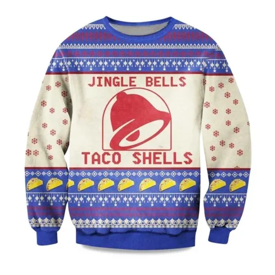 2025 Taco.Bell Jingle Bells Taco Shells Ugly Christmas Sweater