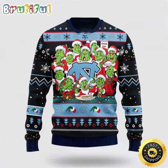12 funny character Xmas Day Ugly Sweater  North Carolina Tar Heels Inspired Fan Gift