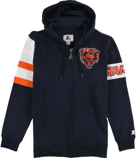 Discover STARTER Chicago Bears 3D Zip Hoodie Sweatshirt, Blue, Large