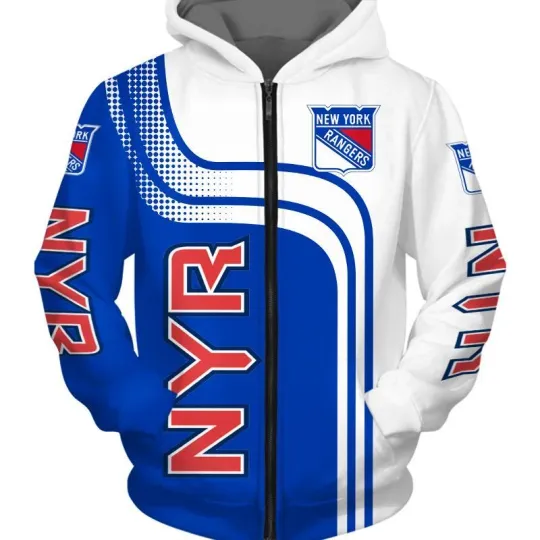 Discover New York Rangers 3D Zip Hoodie with Hood for Hockey Fans