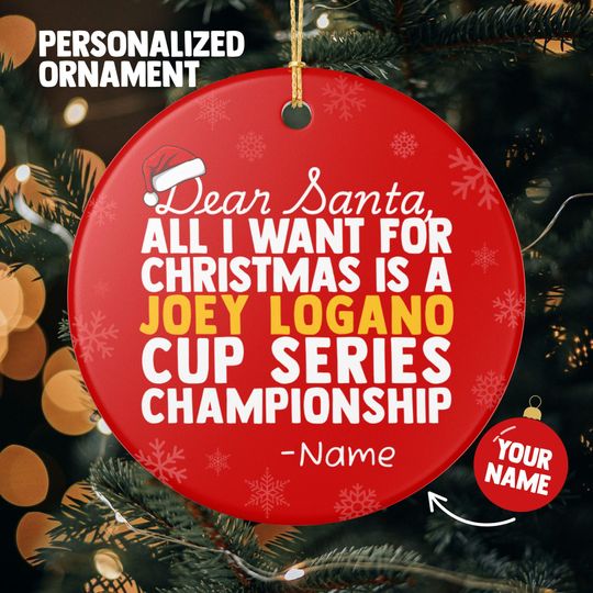 Joey Logano NASCAR Christmas Ornament Gift, All I Want For Joey Logano Personalized Gift, Holiday Decoration Joey Logano Gift