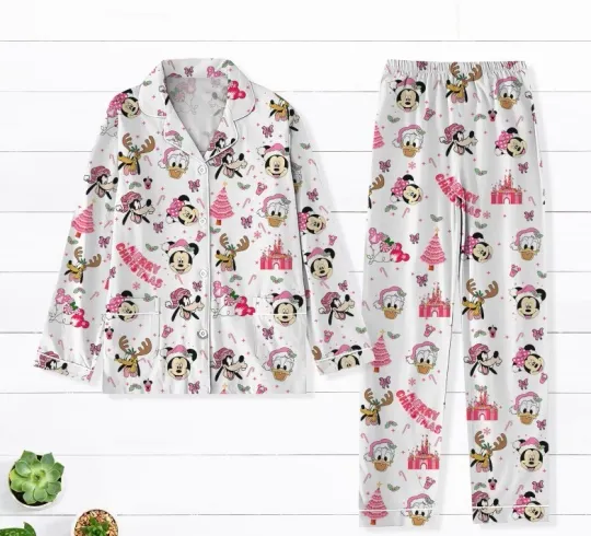 Discover Disney Mickey and Friends Christmas Pajamas Set with Mickey and Pluto Shirt for Adults