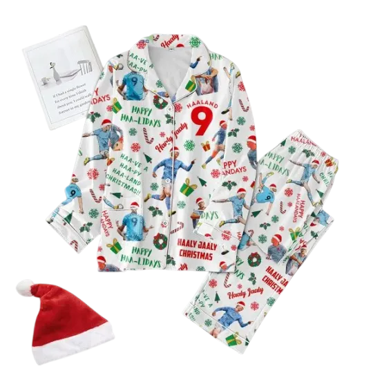 Discover Erling Haaland Happy Haalandays Christmas Pajamas Set