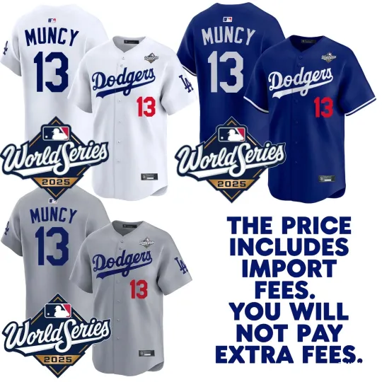 Discover Men's Dodgers #13 Max Muncy  2025 World Series Home Replica Player Jersey