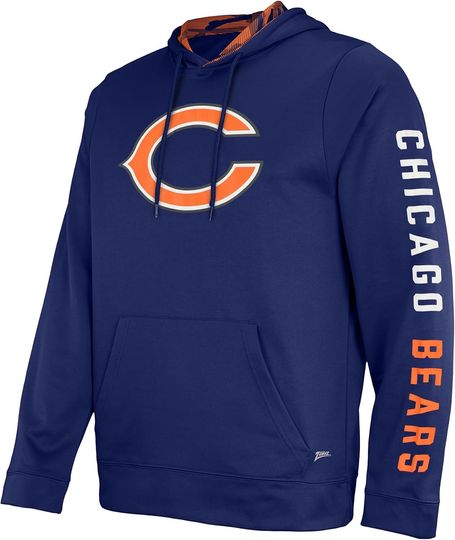 Discover Men's Solid Team Hoodie with Camo Lined Hood and Sleeve Graphics