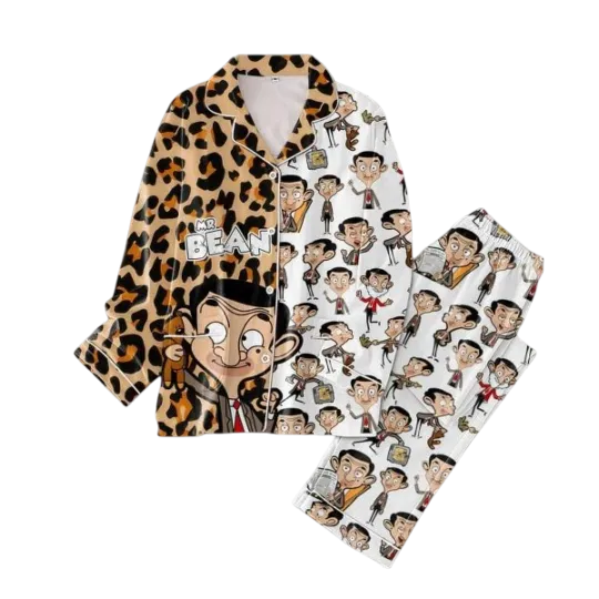Discover Mr Bean Cartoon Teddy Bear Love Pajamas Set