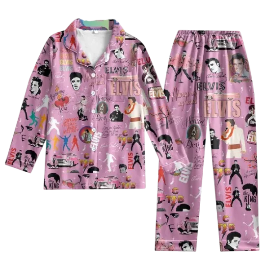 Elvis Presley King of Rock and Roll Silk Pajamas Set