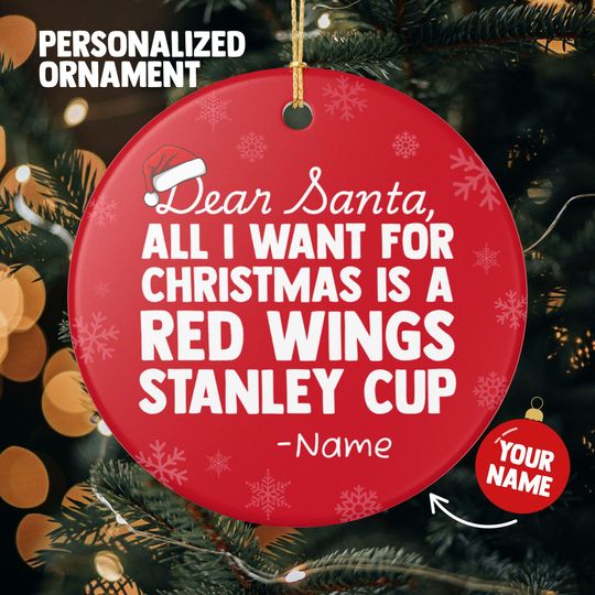 Discover Detroit Red Wings Christmas Ornament Gift, All I Want For Red Wings Personalized Christmas Gift Holiday Decoration Red Wings Hockey