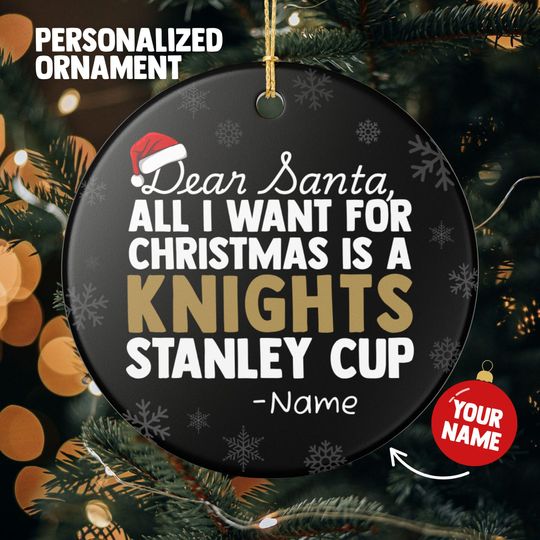Discover Vegas Golden Knights Christmas Ornament Gift, All I Want For Golden Knights Personalized Christmas Gift Decoration Golden Knights Hockey