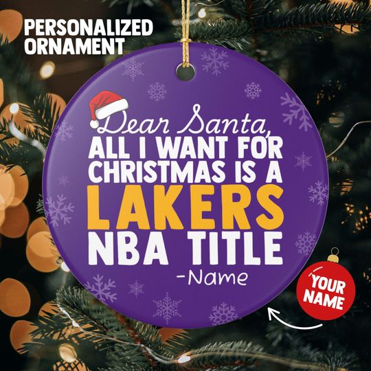 Discover Los Angeles Lakers Christmas Ornament Gift, All I Want For Lakers Personalized Christmas Gift Holiday Decoration Lakers Basketball
