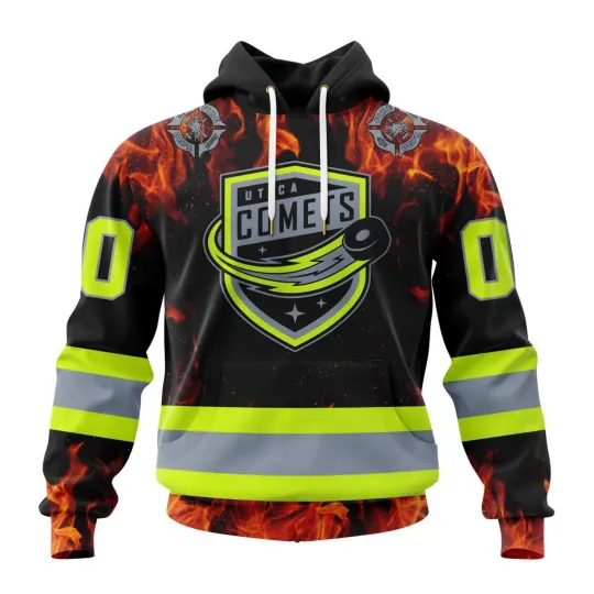 Discover Personalized Utica Comets Hoodie with Firefighter Design for Men