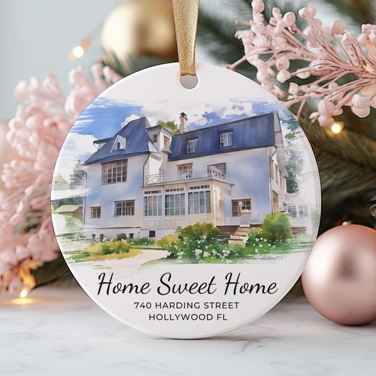 Discover Custom Watercolor House Painting Ornament, New Home Christmas Gift