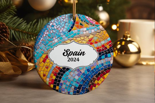 Discover Spain Ornament Gaudi Inspired Decorative Ceramic Tile Gift Barcelona Souvenir Art Decor