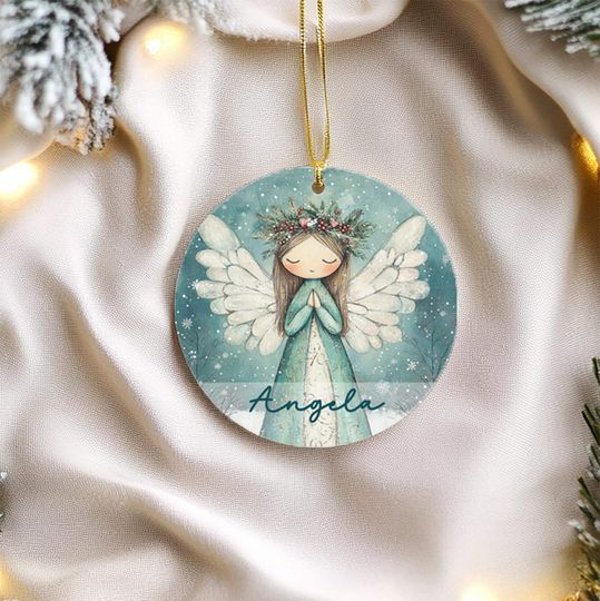 Discover Custom Name Angel Ornament, Personalized Christmas Keepsake, Holiday Angel Decoration, Guardian Angel Tree Gift