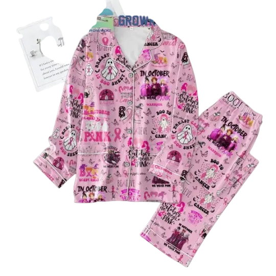 Discover Hocus Pocus Breast Cancer Awareness We Wear Pink Pajamas Set