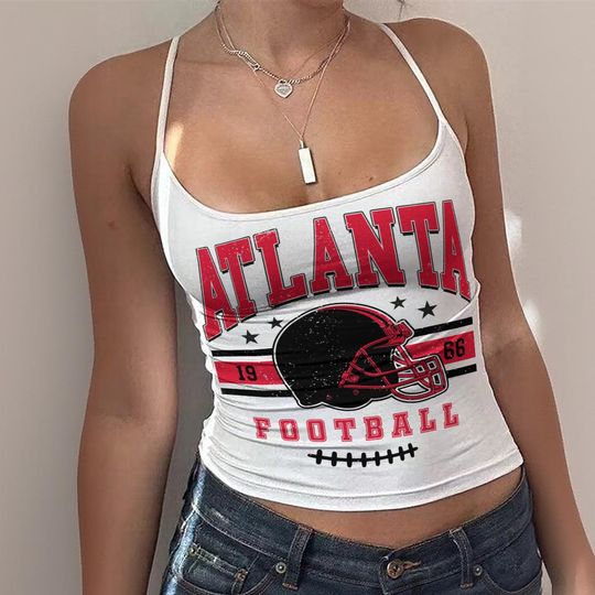 Atlanta Crop Tank Top, Cute Cropped Athletic Tank, Trendy Game Day Sleeveless Shirt