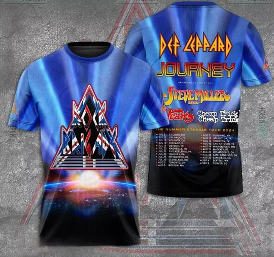 Discover Def Leppard And Journey Summer Stadium Tour 2024 3D AOP T-Shirt