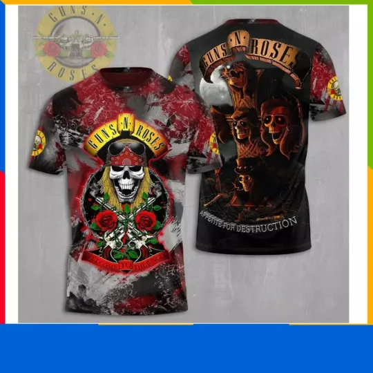 Guns Roses Logo 3D Apparels T-Shirt