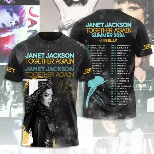 Janet Jackson Together Again 2024 3D Print T-Shirt For Men Women