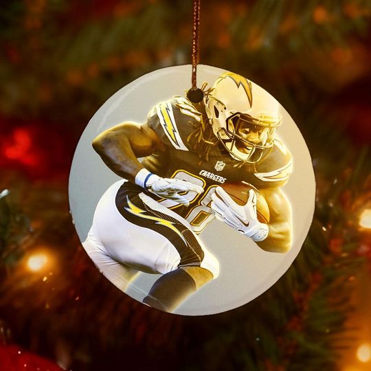 Discover Los Angeles Chargers #28 Player Double Sided Ceramic Ornament - football Fan Holiday Decor, Unique Football Gift for Chargers Supporters